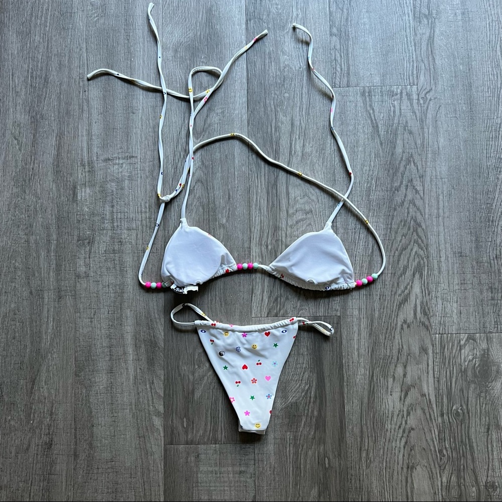 Princess Polly White Multi-Color Dot Wrap Bikini Set - Picture 5 of 8
